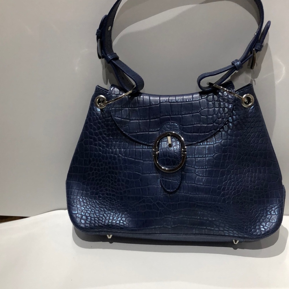 Charlie Lapson  blue patterned leather handbag